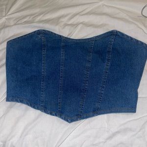Cropped Denim Tube Top